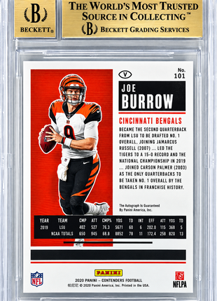 Joe Burrow 2020 Panini Contenders 101B Rookie Ticket SP RC Auto BGS9.5/10 GEM MT