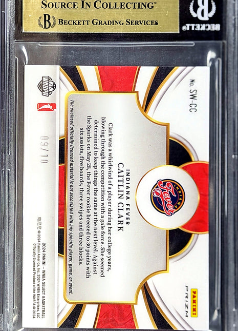 Caitlin Clark 2024 Select WNBA #11 Selective Swatches Gold /10 RC BGS9.5 GEM MT