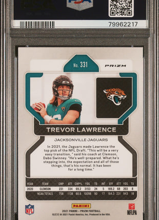 Trevor Lawrence 2021 Panini Prizm #331 Lazer Prizm RC PSA10 GEM MT