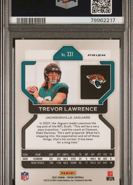 Trevor Lawrence 2021 Panini Prizm #331 Lazer Prizm RC PSA10 GEM MT