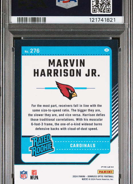 Marvin Harrison Jr. 2024 Panini Donruss Optic #276 Blue Scope RC PSA9 MINT