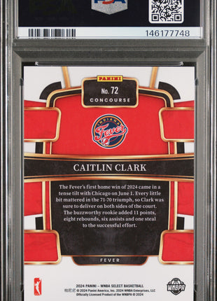 Caitlin Clark 2024 Panini Select WNBA Concourse #72 Rookie RC PSA10 GEM MT Fever