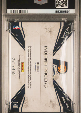 Paul George 2010-11 Panini Rookies & Stars Team Patch /455 RC Auto PSA6 EX-MT