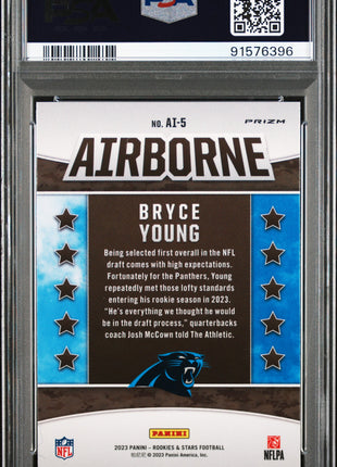 Bryce Young 2023 Panini Rookies & Stars Airborne Silver RC PSA10 GEM MT Panthers