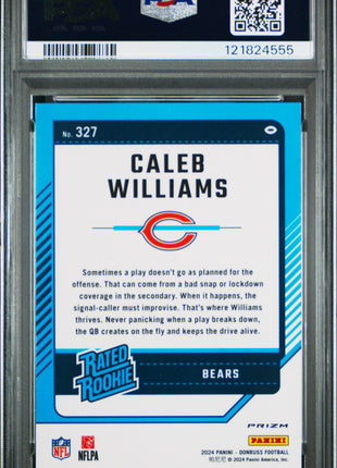 Caleb Williams 2024 Panini Donruss #327 Optic Preview Pink RC PSA10 GEM MT Bears