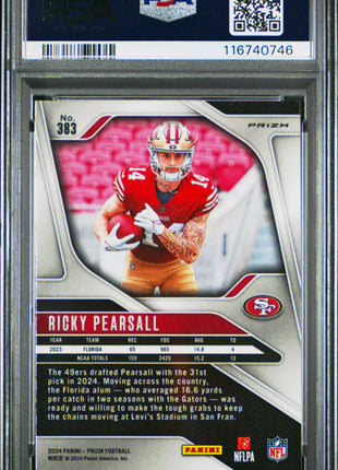 Ricky Pearsall 2024 Panini Prizm #383 Silver Prizm RC PSA9 MINT 49ers