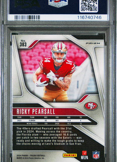 Ricky Pearsall 2024 Panini Prizm #383 Silver Prizm RC PSA9 MINT 49ers