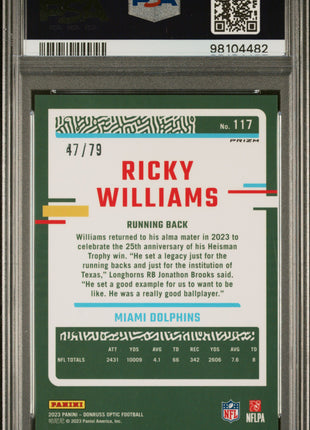 Ricky Williams 2023 Panini Donruss Optic #117 Pink Velocity /79 PSA10 GEM MT