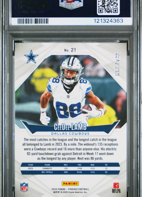 Ceedee Lamb 2024 Panini Phoenix #21 Team Helmet /399 PSA10 GEM MT Cowboys