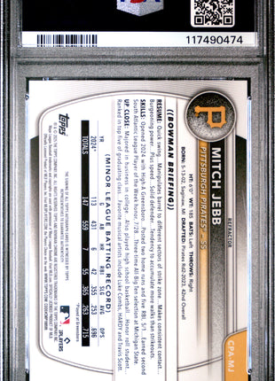 Mitch Jebb 2025 Bowman Chrome #CPAMJ Refractor /499 Auto PSA10 GEM MT