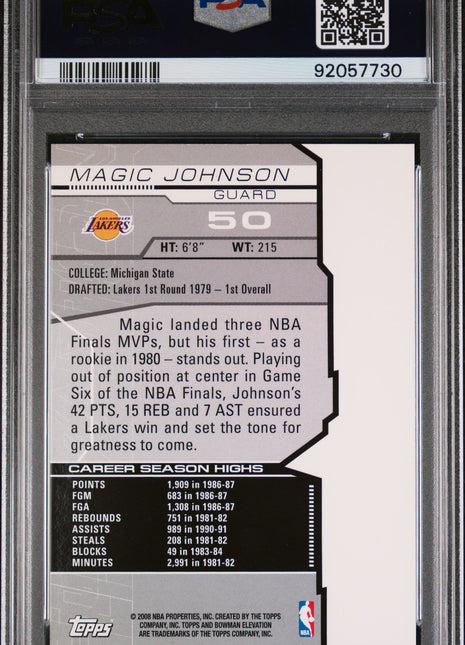 Magic Johnson 2007-08 Bowman Elevation #50 Red /49 PSA9 MINT Lakers