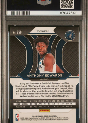 Anthony Edwards 2020-21 Panini Prizm #258 Ruby Wave Rookie RC PSA10 GEM MT