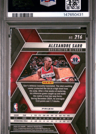 Alexandre Sarr 2024-25 Panini Mosaic #216 Genesis RC Case Hit SSP PSA10 GEM MT