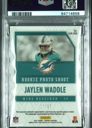 Jaylen Waddle 2021 Phoenix Rookie Patch Prime Yellow /35 Auto RC PSA10 GEM MT