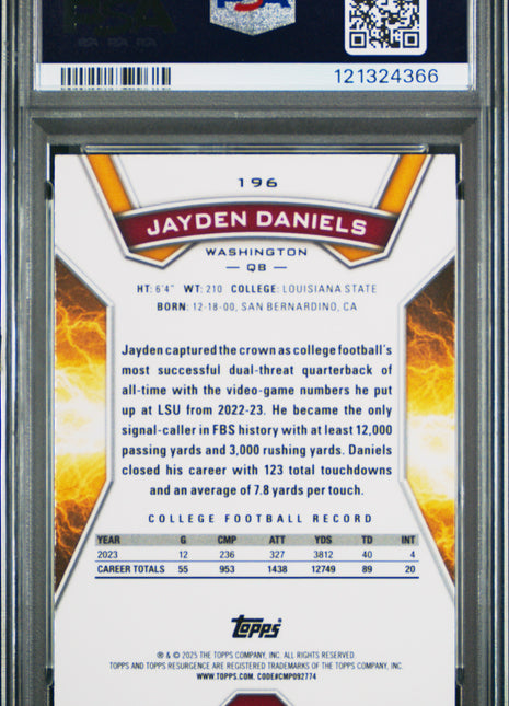 Jayden Daniels 2024 Topps Resurgence #196 Prism Refractor PSA10 GEM MT