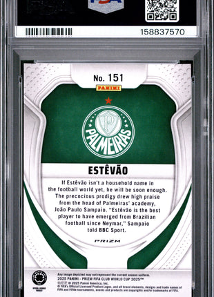Estevao 2025 Panini Prizm FIFA Club World Cup #151 Seismic PSA10 GEM MT