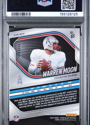 Warren Moon 2025 Panini Prizm Black #65 White Prizm /175 PSA10 GEM MT