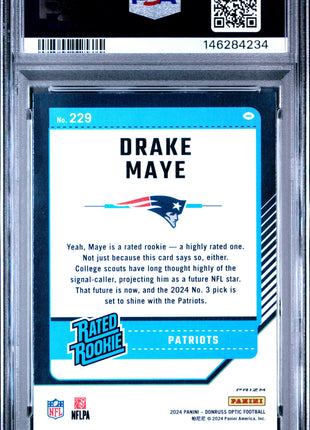 Drake Maye 2024 Panini Donruss Optic #229 Holo Rookie RC PSA10 GEM MT