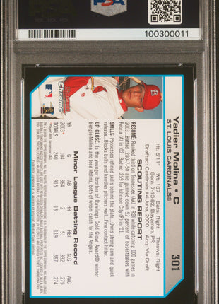 Yadier Molina 2004 Bowman Chrome #301 PSA9 MINT Cardinals