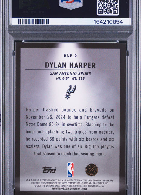 Dylan Harper 2025-26 Bowman Chrome #BNB-2 Spotlights NBA RC SSP PSA10 GEM MT