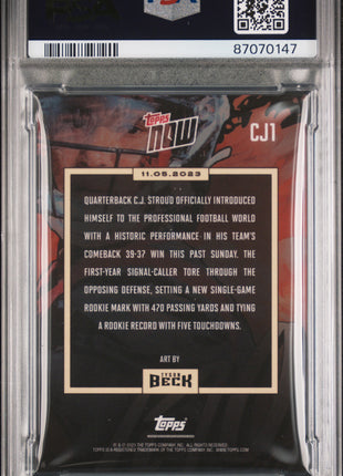 C. J. Stroud 2023 Topps Now X Tyson Beck #CJ1 Rookie RC PSA10 GEM MT