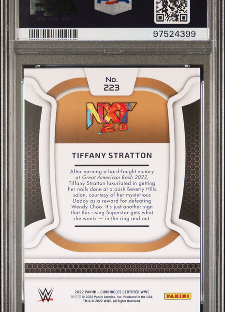 Tiffany Stratton 2022 Panini Chronicles WWE #223 Red /199 RC PSA10 GEM MT