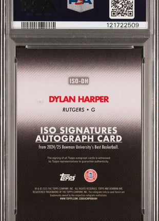 Dylan Harper 2024 Bowman Chrome U Signatures Gold Geometric /50 Auto PSA9/10 MT