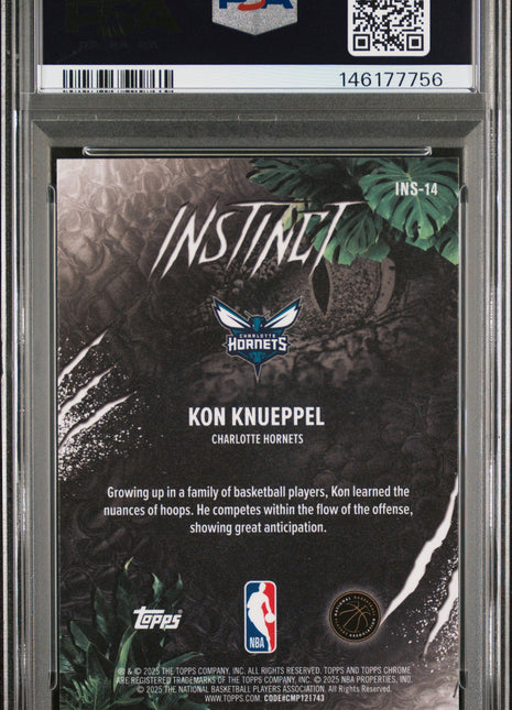 Kon Knueppel 2025-26 Topps Chrome #INS-14 Instinct RC PSA10 GEM MT Hornets