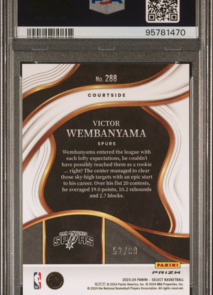 Victor Wembanyama 2023 Panini Select #288 Purple Cracked Ice /99 RC PSA10 GEM MT