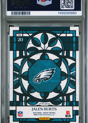 Jalen Hurts 2025 Panini Mosaic #20 Stained Glass Case Hit SSP PSA10 GEM MT