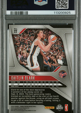 Caitlin Clark 2024 Panini Prizm WNBA #22 Rookie RC PSA9 MINT Fever