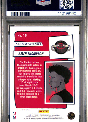 Amen Thompson 2023 Panini Hoops Premium Stock #18 Presentations RC PSA10 GEM MT