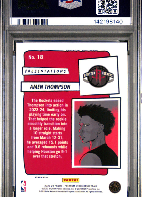 Amen Thompson 2023 Panini Hoops Premium Stock #18 Presentations RC PSA10 GEM MT