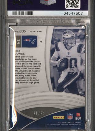 Mac Jones 2021 Panini Spectra #205 Variation Neon Pink /25 RC PSA9 MINT