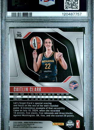 Caitlin Clark 2024 Panini Prizm WNBA #145 Rookie RC PSA8 NM-MT Fever