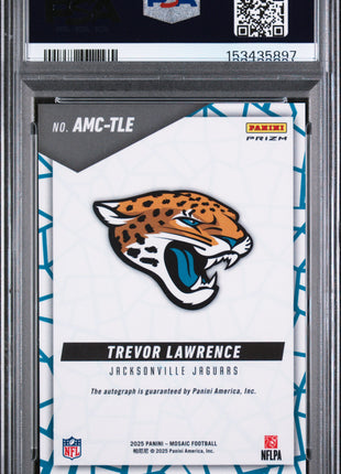 Trevor Lawrence 2025 Panini Mosaic #AMC-TLE Autographs Mosaic Auto PSA9 MINT