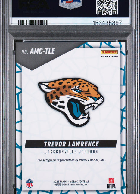 Trevor Lawrence 2025 Panini Mosaic #AMC-TLE Autographs Mosaic Auto PSA9 MINT