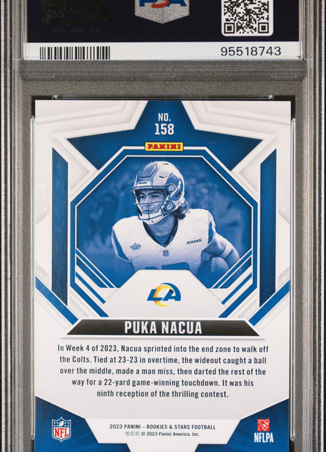 Puka Nacua 2023 Panini Rookies & Stars #158 Longevity Rookie RC PSA10 GEM MT