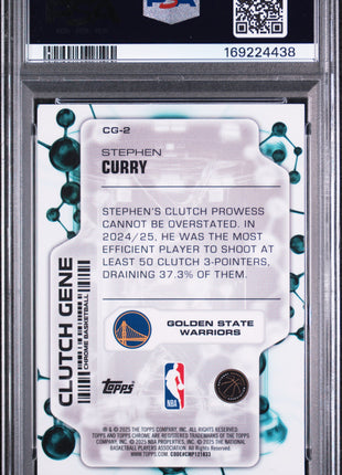 Stephen Curry 2025-26 Topps Chrome #CG-2 Clutch Gene Green Refractor /99 PSA9 MT
