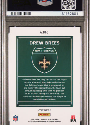 Drew Brees 2020 Panini Donruss Optic #DT5 Downtown Case Hit SSP PSA10 GEM MT