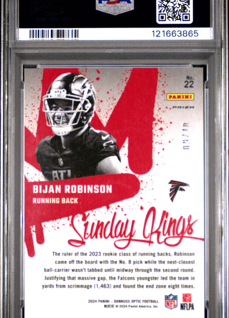 Bijan Robinson 2024 Panini Donruss Optic #22 Sunday Kings Gold /10 PSA10 GEM MT