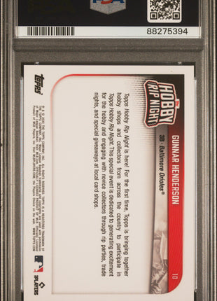 Gunnar Henderson 2023 Topps Hobby Rip Night #10 Rookie RC PSA10 GEM MT