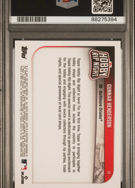 Gunnar Henderson 2023 Topps Hobby Rip Night #10 Rookie RC PSA10 GEM MT