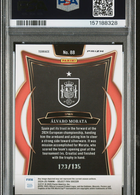 Alvaro Morata 2024-25 Panini Select FIFA #88 Camo /135 PSA10 GEM MT Spain