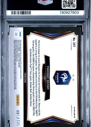 Thierry Henry 2024-25 Panini Select FIFA #247 Orange Fluorescent /125 PSA9 MINT