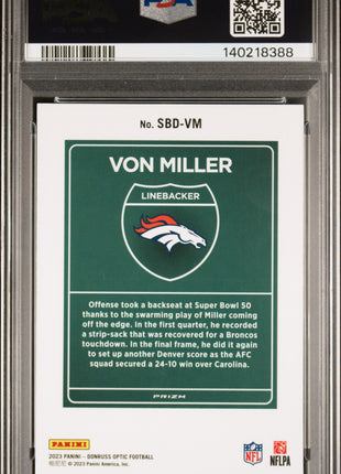 Von Miller 2023 Panini Donruss Optic #SBDVM Super Bowl Downtown SSP PSA10 GEM MT