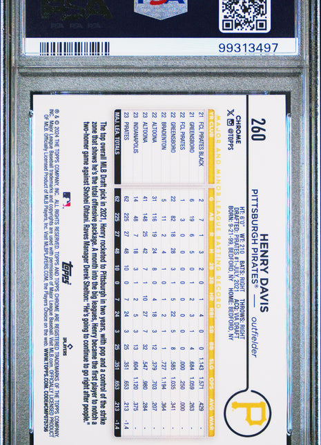 Henry Davis 2024 Topps Chrome #260 Lightboard Logo SSP RC Case Hit PSA10 GEM MT