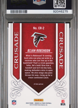 Bijan Robinson 2023 Panini Rookies & Stars Crusade Red Plaid RC PSA10 GEM MT