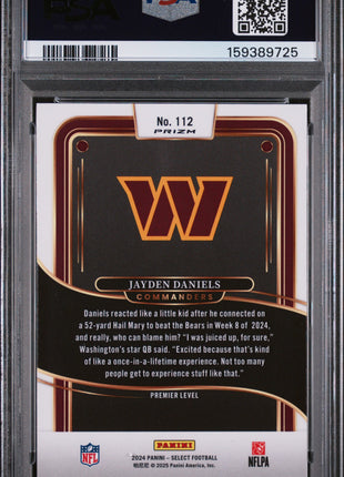 Jayden Daniels 2024 Panini Select #112 Black & Gold Shock RC PSA10 GEM MT