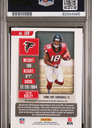 Calvin Ridley 2018 Panini Contenders #109 Cracked Ice /24 RC Auto PSA10 GEM MT